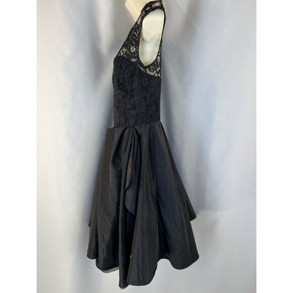 Marchesa Lace Illusion Fit & Flare Tafetta Mini Dress in Black $595 - Picture 10 of 13